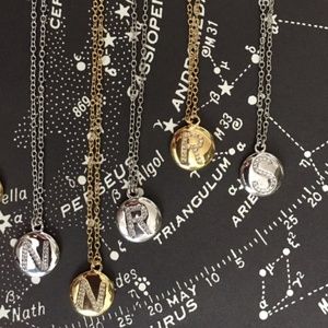 Marcia Moran Initial Necklace Gold Silver Druzy Pendant Charm